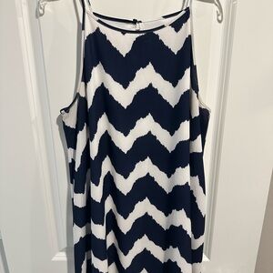 New York & Company Navy and White Asymmetrical Dress